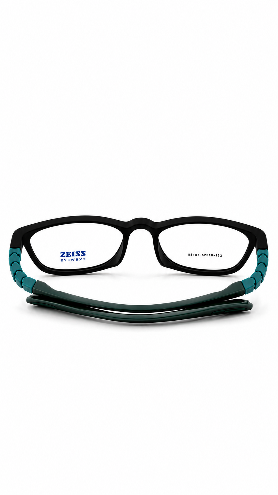 Secrositud 86144 Matte Black & Teal Kids Flexible Rectangular Eyeglasses (46-18-132)