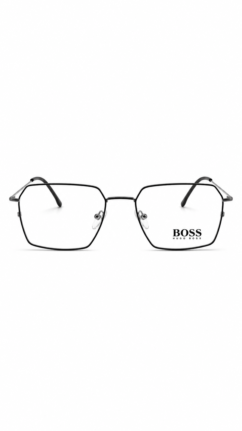 BOSS Hugo Boss 12252 C2 Silver & Black Geometric Square Eyeglasses (53mm)