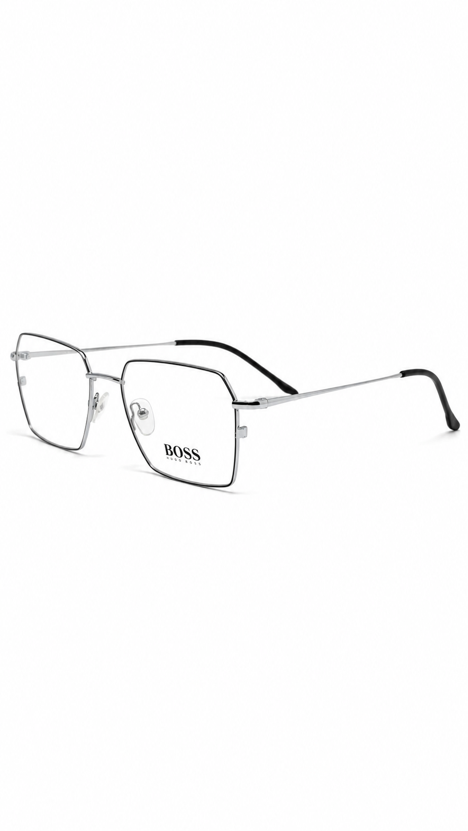 BOSS Hugo Boss 12252 C2 Silver & Black Geometric Square Eyeglasses (53mm)