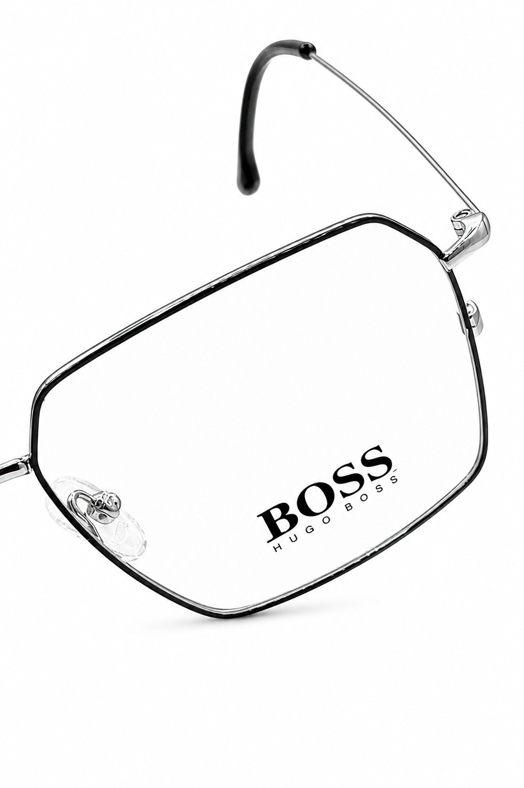 BOSS Hugo Boss 12252 C2 Silver & Black Geometric Square Eyeglasses (53mm)