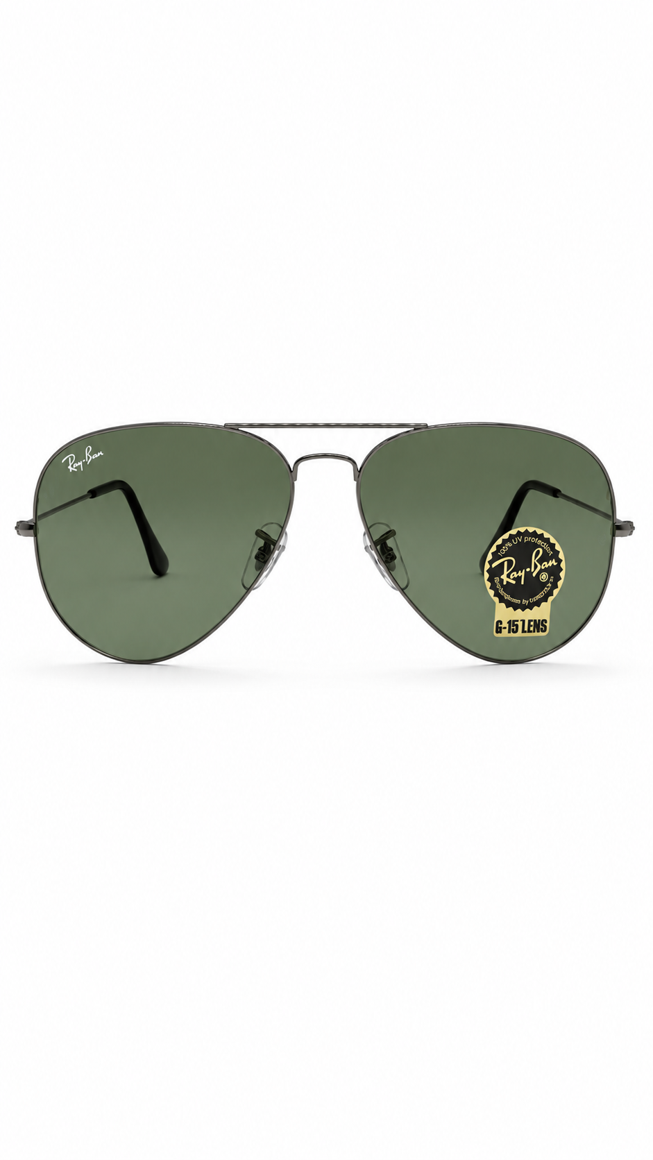 Ray-Ban RB3025 004 Gunmetal Aviator Large Metal 62mm G-15 Green Sunglasses