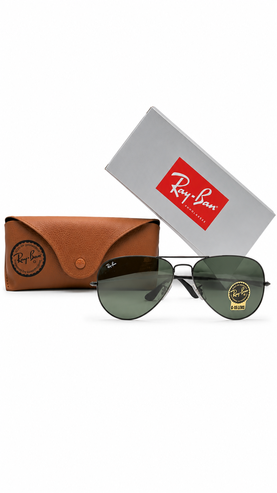 Ray-Ban RB3025 004 Gunmetal Aviator Large Metal 62mm G-15 Green Sunglasses