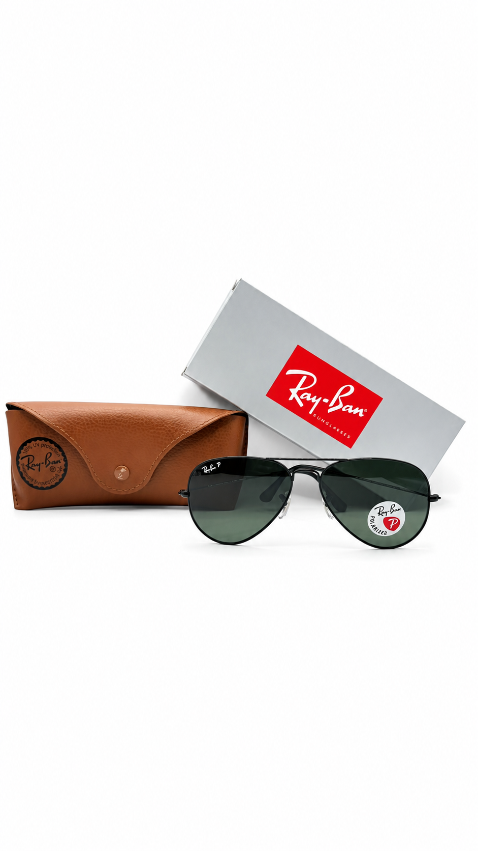 Ray-Ban RB3025 002/58 Black Aviator Large Metal 58mm Polarized G-15 Green Lens Sunglasses