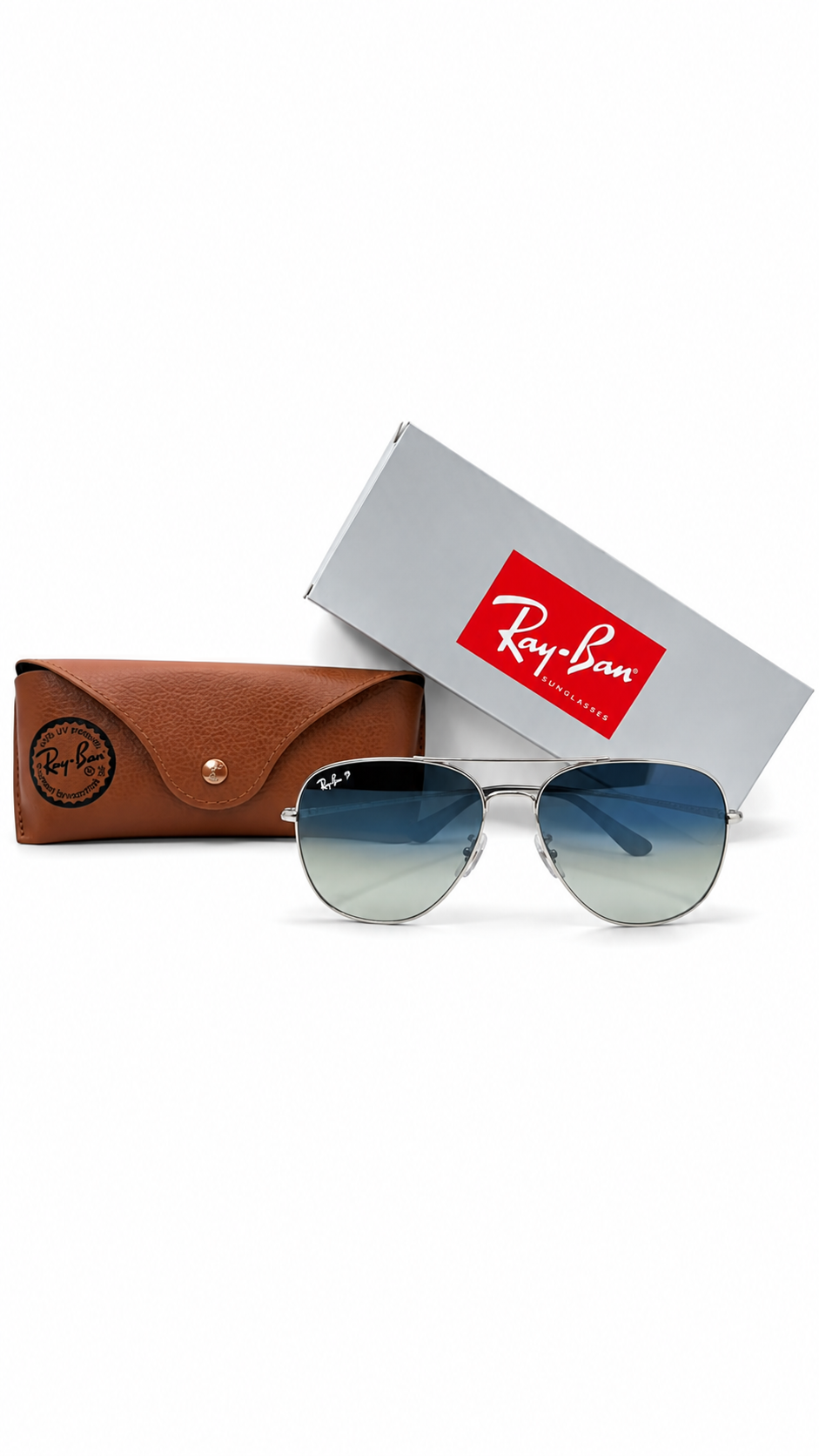 Ray-Ban RB3683 004/78 Gunmetal Pilot 59mm Polarized Blue Grey Gradient Sunglasses