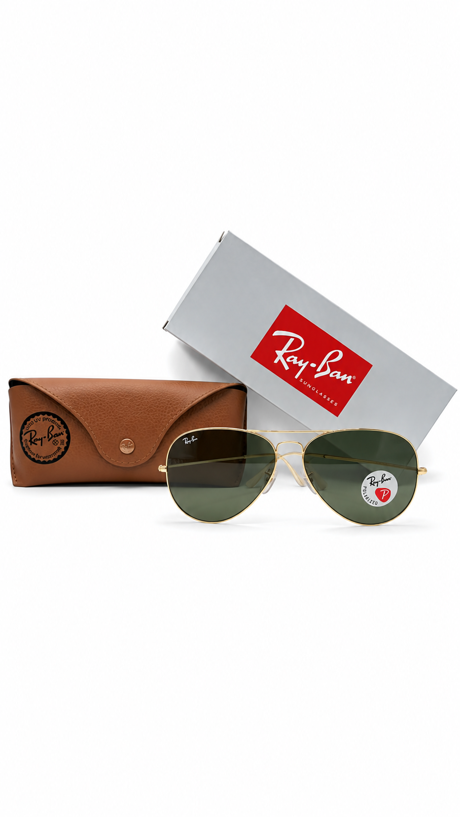 Ray-Ban RB3025 001/58 Gold Aviator Large Metal II 62mm Polarized G-15 Green Lens Sunglasses