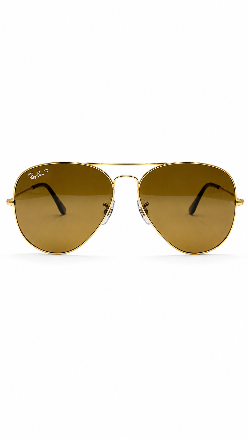 Ray-Ban RB3025 001/57 Gold Aviator Large Metal 58mm Polarized Brown B-15 Lens Sunglasses