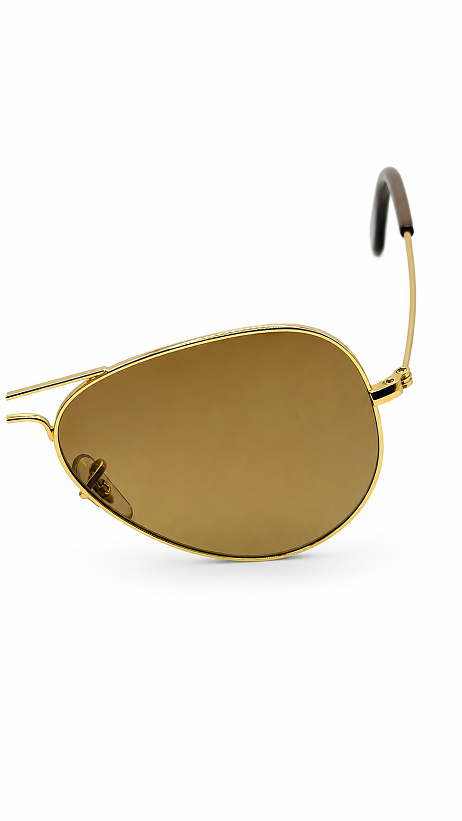 Ray-Ban RB3025 001/57 Gold Aviator Large Metal 58mm Polarized Brown B-15 Lens Sunglasses