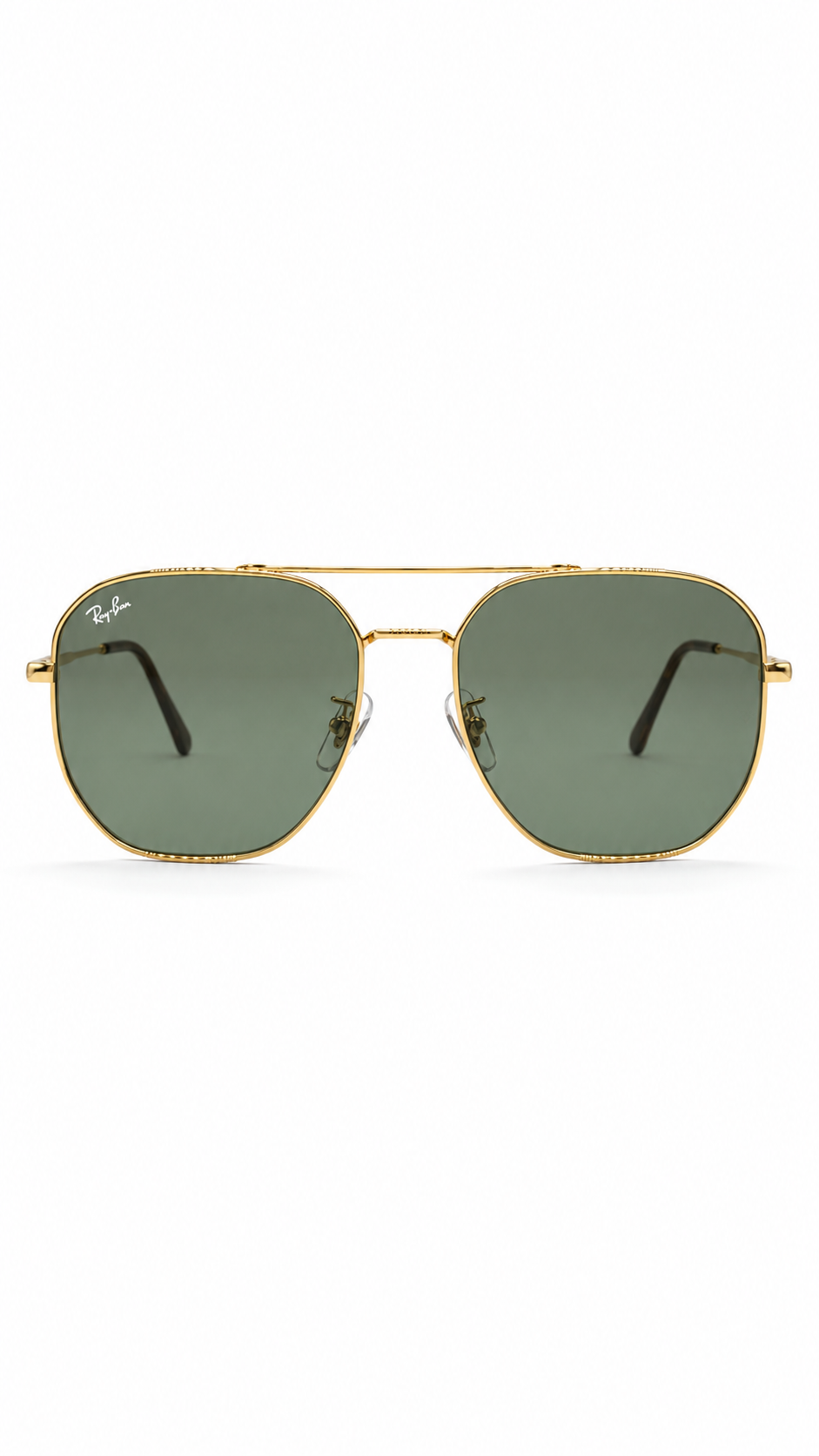 Ray-Ban RB3724D 001/71 Gold Geometric Pilot 59mm Dark Green Lens Sunglasses