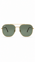 Ray-Ban RB3724D 001/71 Gold Geometric Pilot 59mm Dark Green Lens Sunglasses