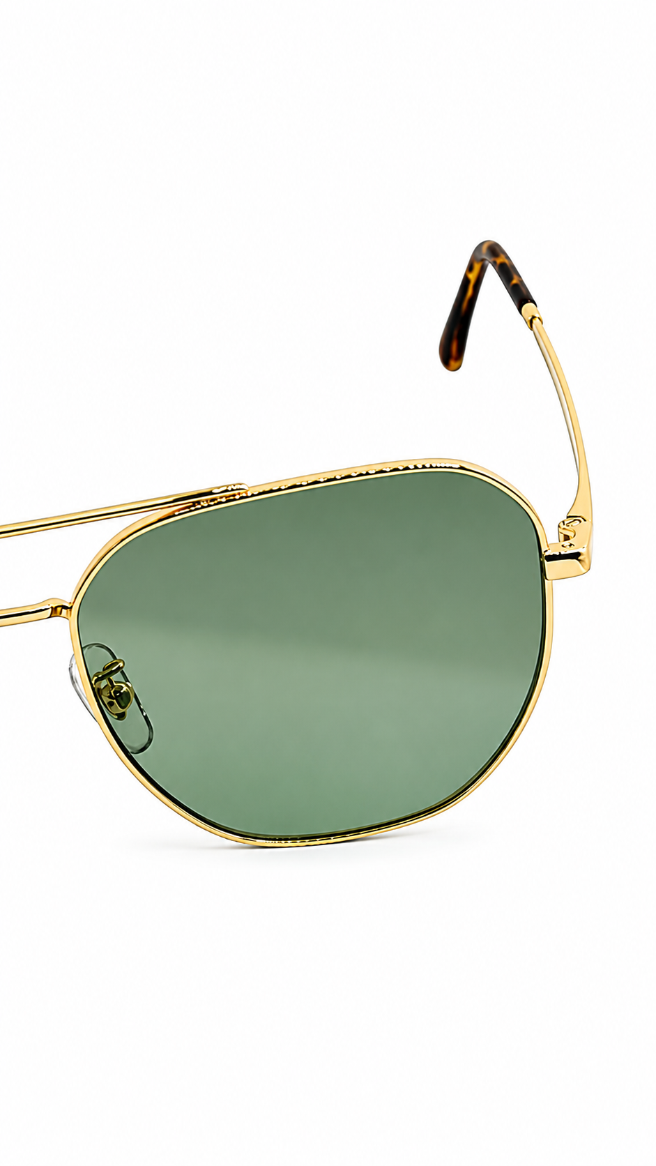 Ray-Ban RB3724D 001/71 Gold Geometric Pilot 59mm Dark Green Lens Sunglasses