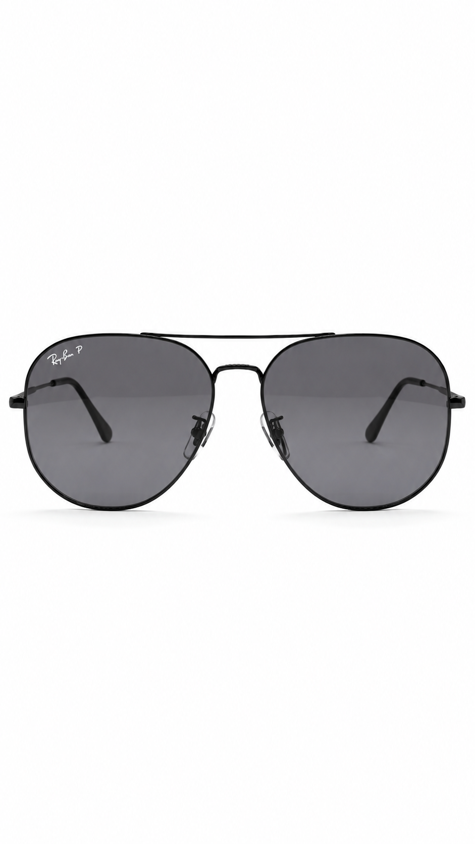 Ray-Ban RB3724D 002/81 Black Geometric Aviator 59mm Polarized Grey Lens Sunglasses