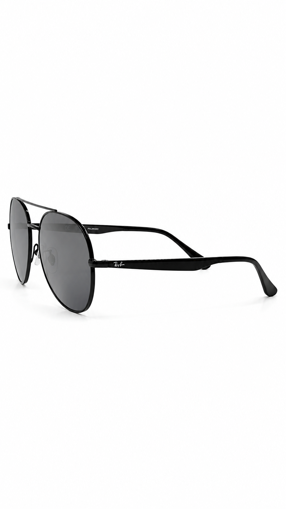 Ray-Ban RB3724D 002/81 Black Geometric Aviator 59mm Polarized Grey Lens Sunglasses