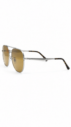 Ray-Ban RB3724D 004/73 Silver Geometric Pilot 59mm Brown Lens Sunglasses