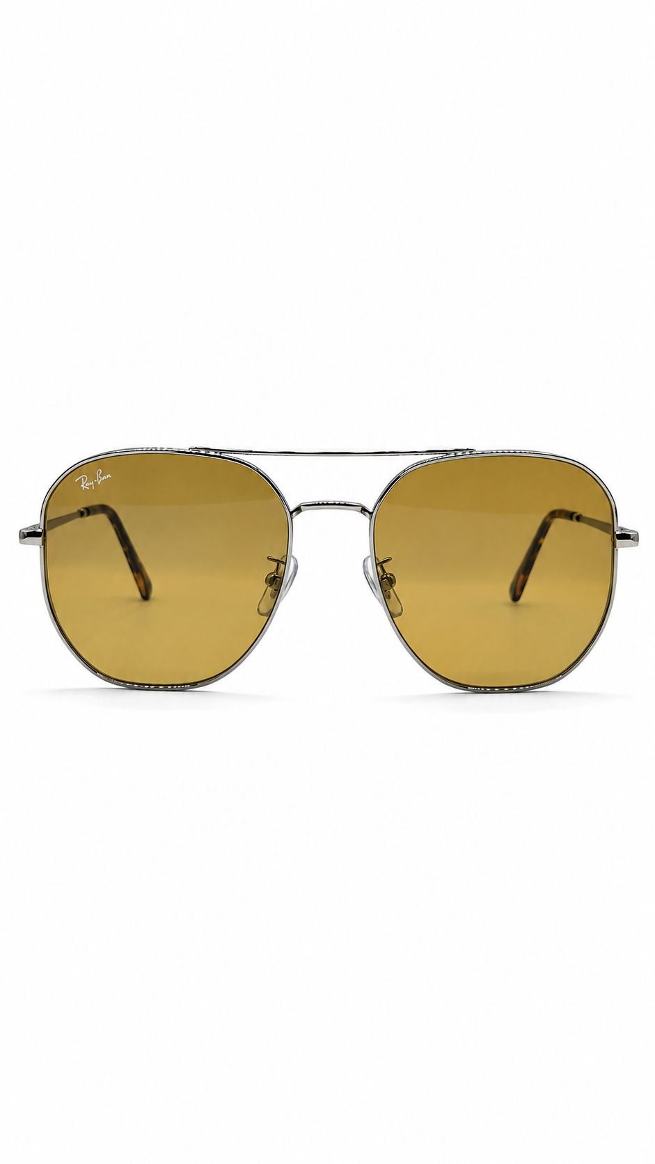 Ray-Ban RB3724D 004/73 Silver Geometric Pilot 59mm Brown Lens Sunglasses