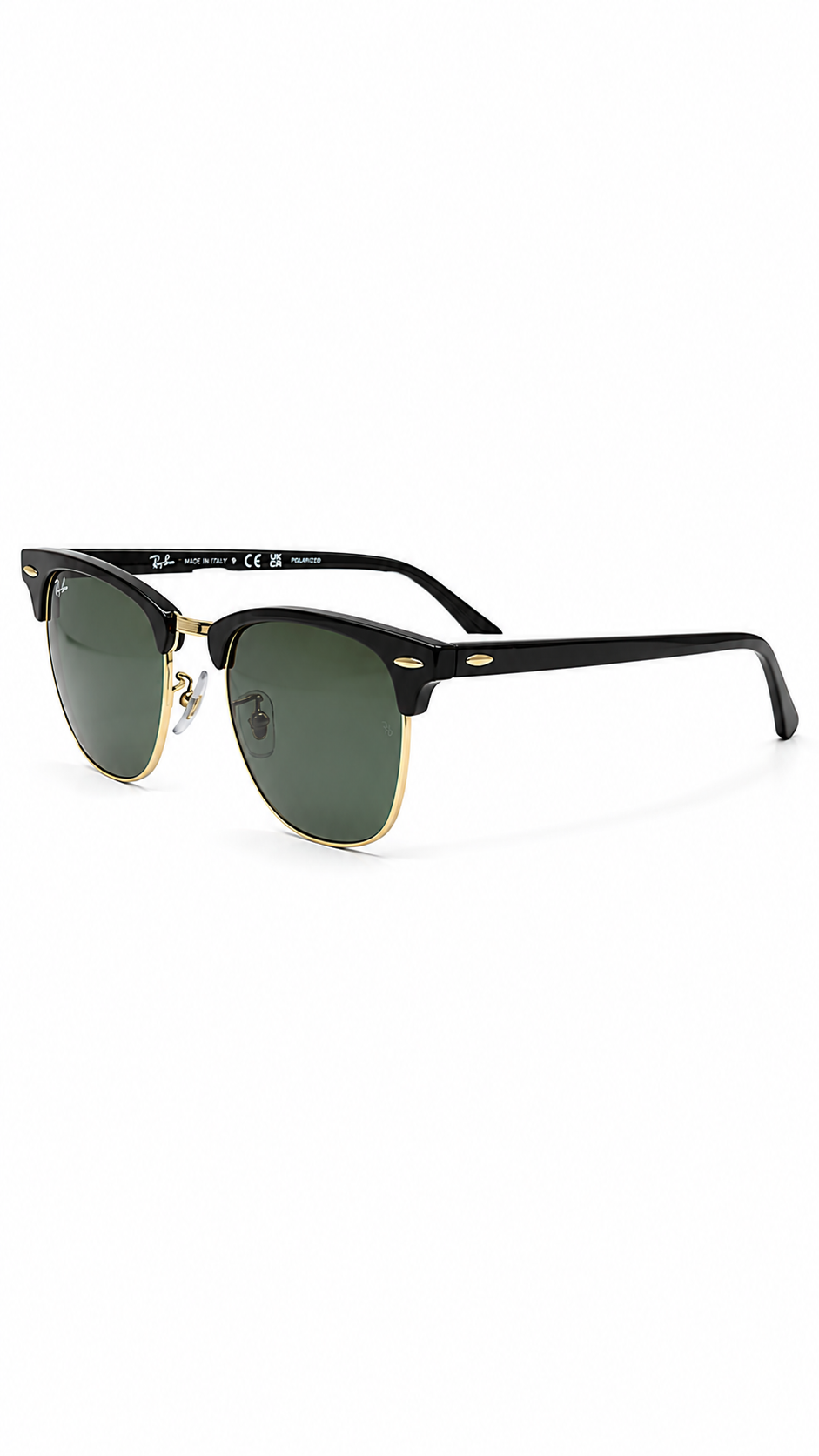 Ray-Ban RB3016 901/58 51mm Clubmaster Black Gold Polarized G-15 Green Lens Sunglasses