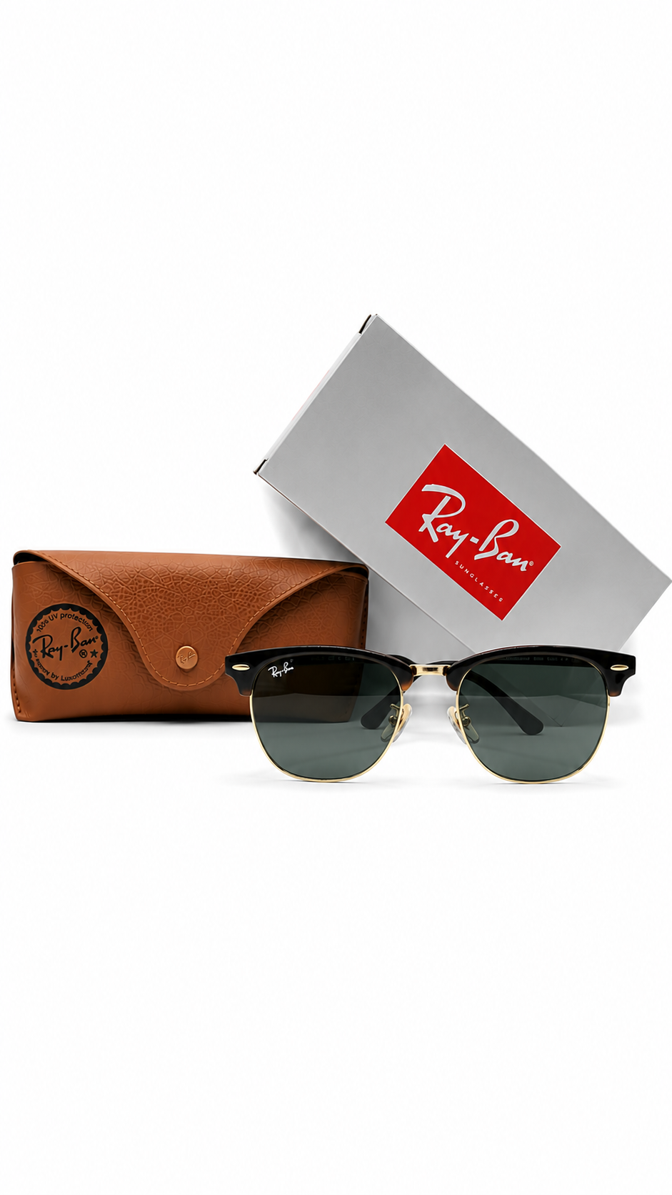Ray-Ban RB3016 901/58 51mm Clubmaster Black Gold Polarized G-15 Green Lens Sunglasses
