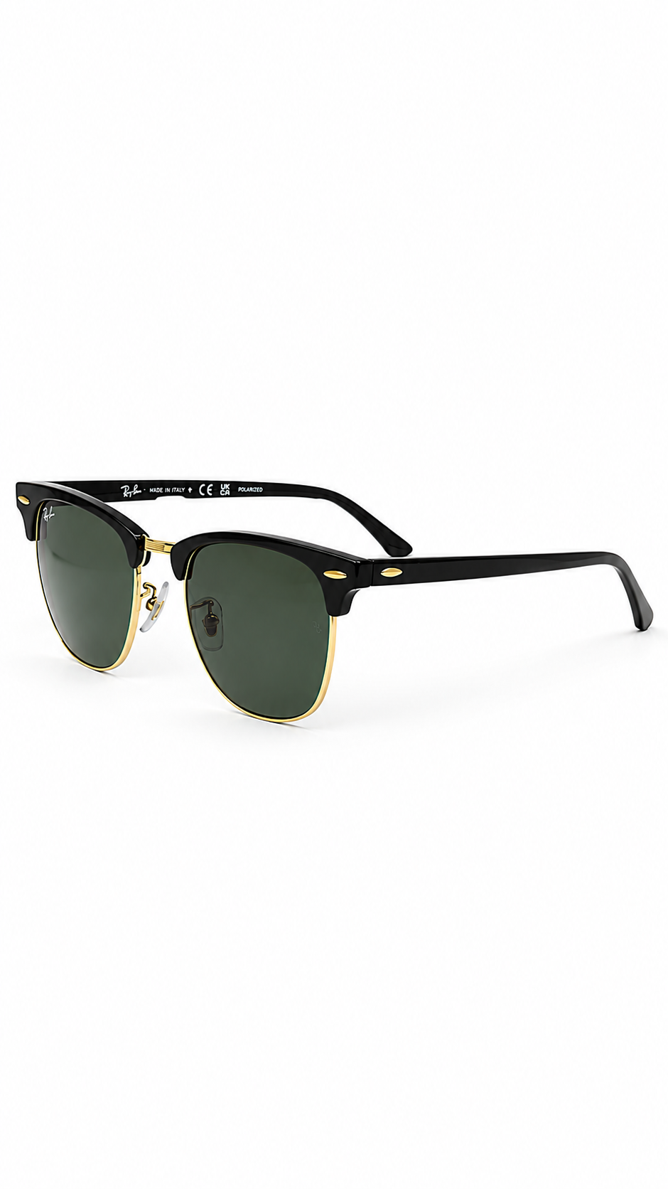 Ray-Ban RB3016 901/58 51mm Clubmaster Black Gold Polarized G-15 Green Lens Sunglasses
