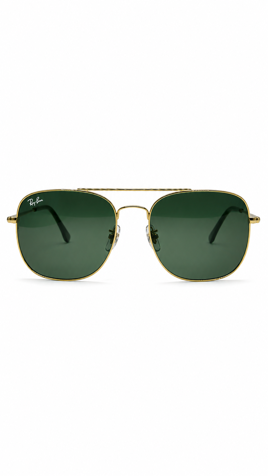 Ray-Ban RB3611 001/31 60mm Gold Metal Double Bridge Square Sunglasses G-15 Green Lens