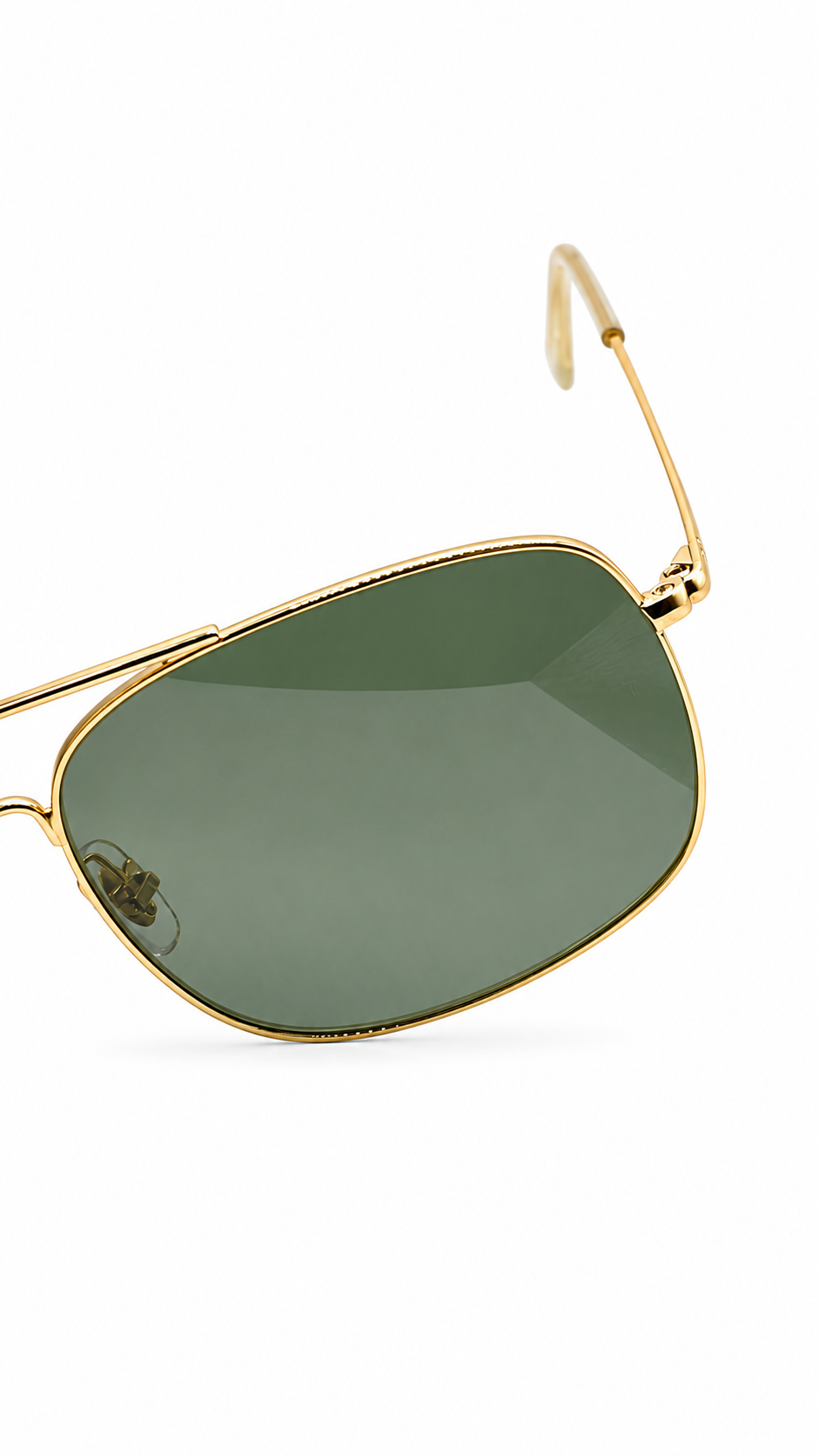 Ray-Ban RB3611 001/31 60mm Gold Metal Double Bridge Square Sunglasses G-15 Green Lens