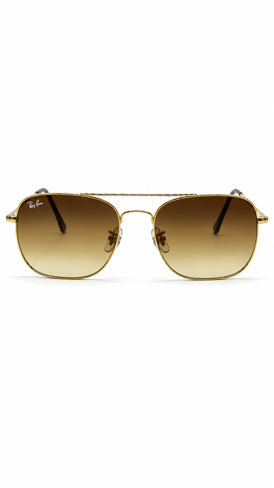 Ray-Ban RB3136 001/51 58mm Caravan Gold Metal Square Aviator Sunglasses Brown Gradient Lens