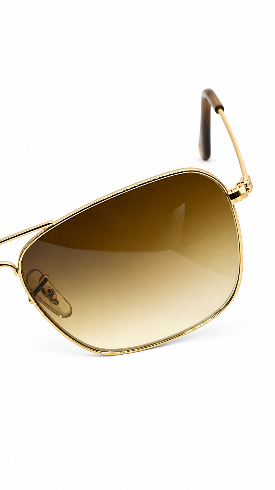 Ray-Ban RB3136 001/51 58mm Caravan Gold Metal Square Aviator Sunglasses Brown Gradient Lens