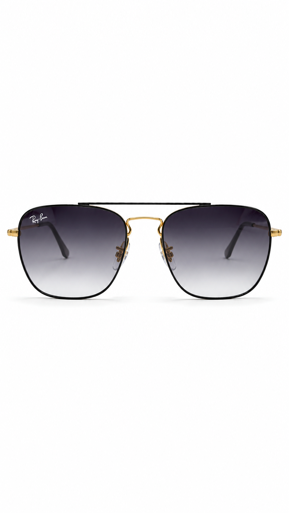 Ray-Ban RB3588 9054/8G 55mm Gold Black Metal Square Double Bridge Sunglasses Grey Gradient Lens