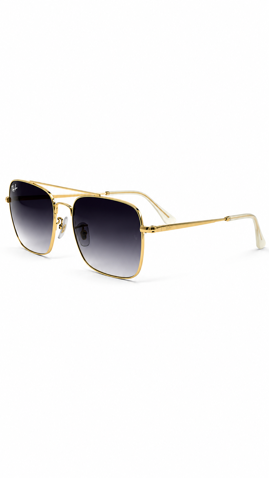 Ray-Ban RB3588 9054/8G 55mm Gold Black Metal Square Double Bridge Sunglasses Grey Gradient Lens