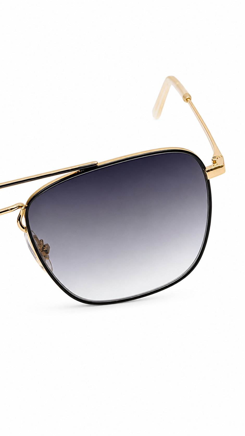 Ray-Ban RB3588 9054/8G 55mm Gold Black Metal Square Double Bridge Sunglasses Grey Gradient Lens