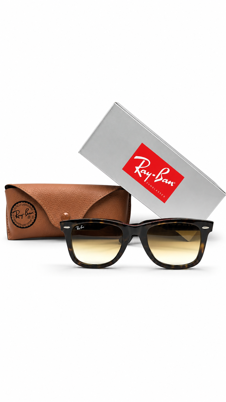 Ray-Ban RB2140-F 902/51 52mm Original Wayfarer Tortoise Havana Sunglasses Brown Gradient Lens