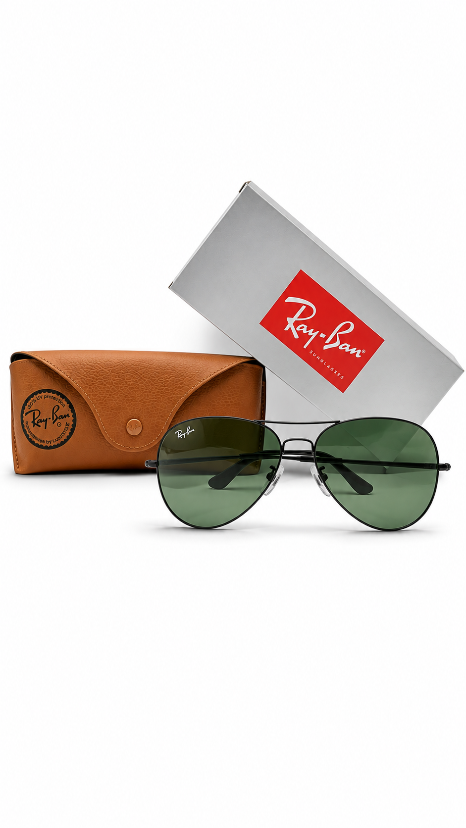 Ray-Ban RB3675 002/58 58mm Classic Metal Aviator Polarized Sunglasses Black Frame Green G-15 Lens