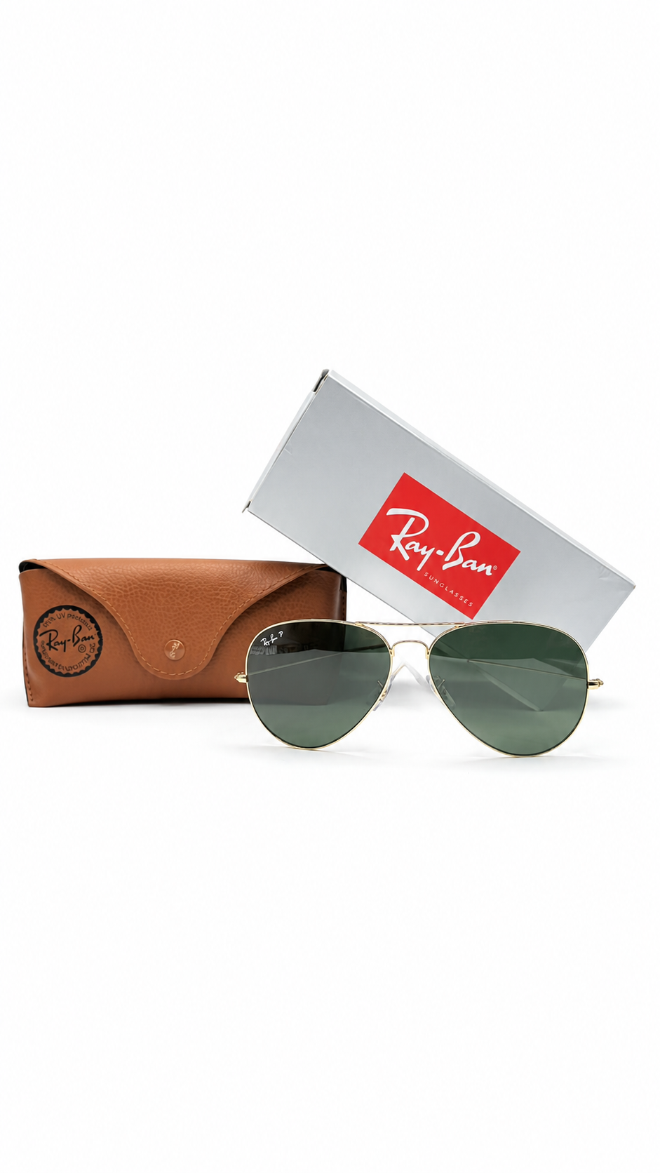 Ray-Ban RB3025 001/58 62mm Aviator Large Metal Polarized Sunglasses Gold Frame G-15 Green Glass Lens