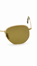 Ray-Ban RB3548N 001/57 54mm Hexagonal Flat Lenses Polarized Sunglasses Gold Frame B-15 Brown Glass Lens