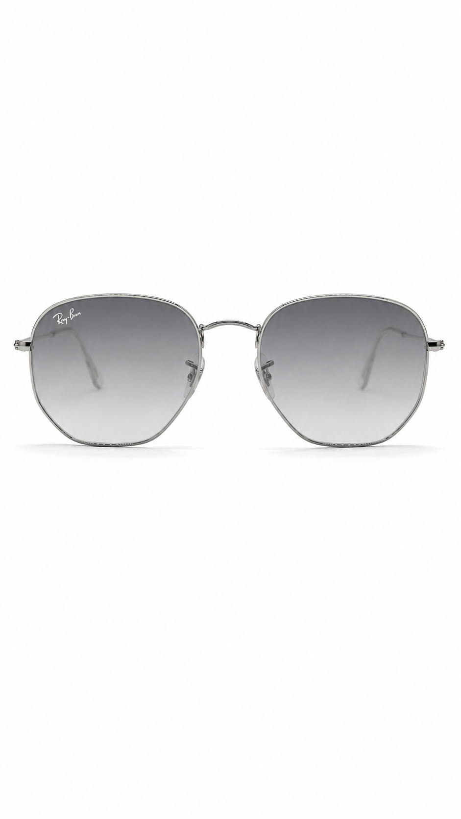 Ray-Ban RB3548N 004/71 51mm Hexagonal Flat Lenses Sunglasses Silver Frame Grey Gradient Lens