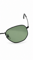 Ray-Ban RB3548N 002/58 51mm Hexagonal Flat Lenses Polarized Sunglasses Black Frame G-15 Green Glass Lens