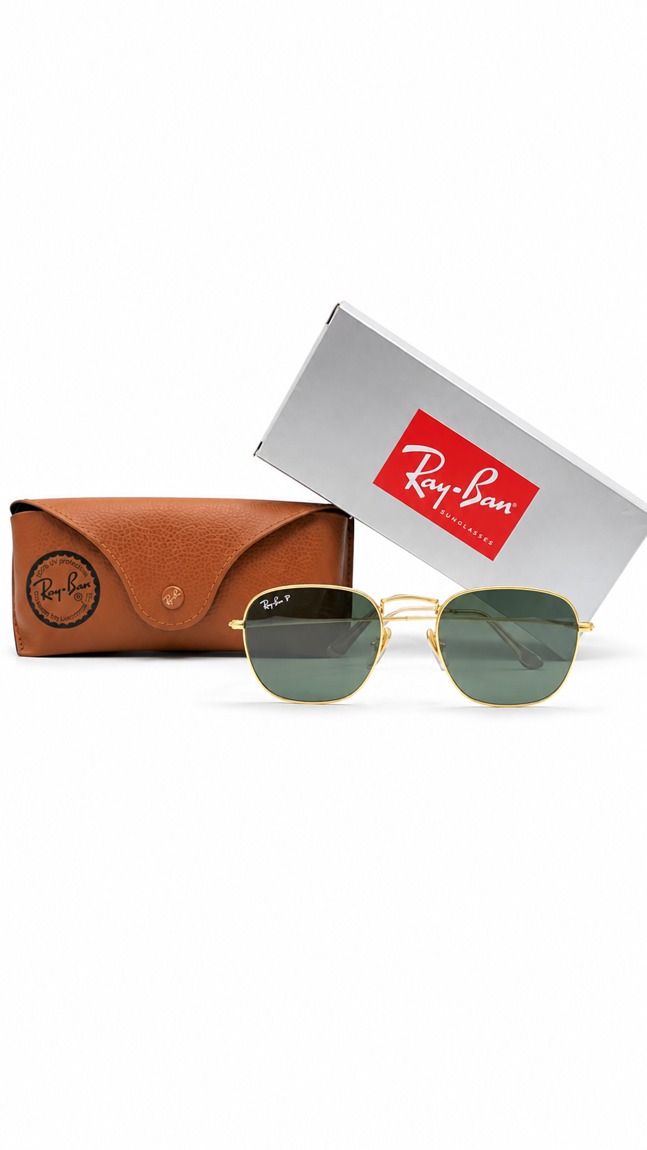 Ray-Ban RB3857 9196/31 51mm Frank Legend Gold Polarized Sunglasses Gold Frame G-15 Green Glass Lens