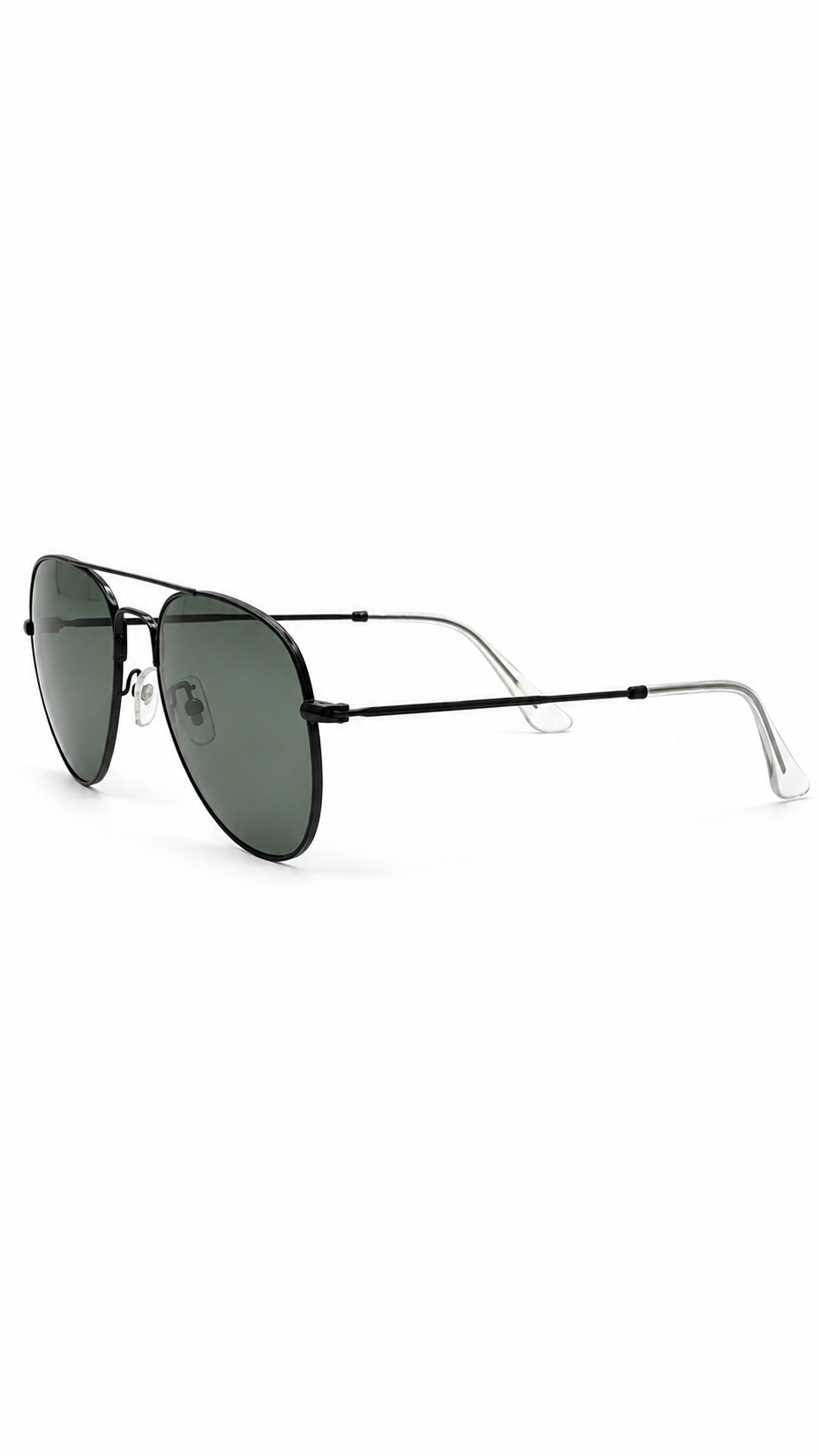 Ray-Ban RB3447 9199/31 53mm Round Metal Sunglasses Black Frame G-15 Green Glass Lens