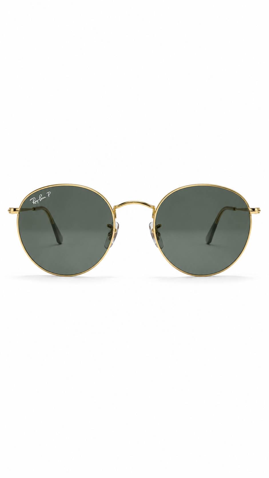 Ray-Ban RB3447 9196/48 53mm Round Metal Legend Gold Polarized Sunglasses Gold Frame G-15 Green Glass Lens