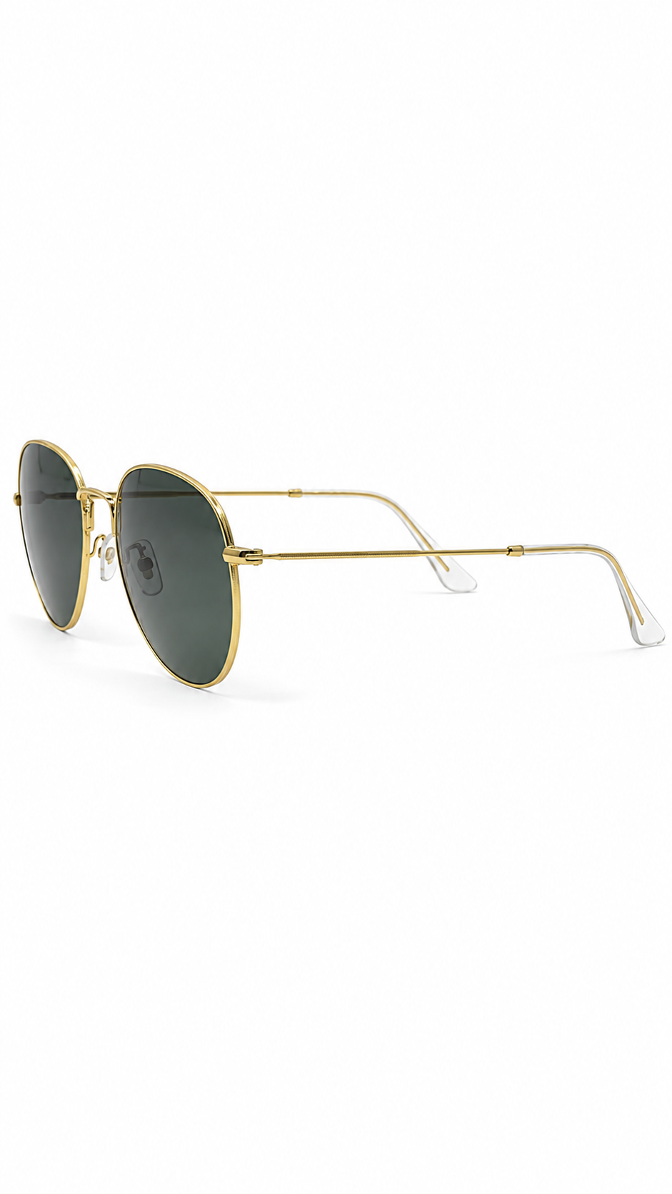 Ray-Ban RB3447 9196/48 53mm Round Metal Legend Gold Polarized Sunglasses Gold Frame G-15 Green Glass Lens