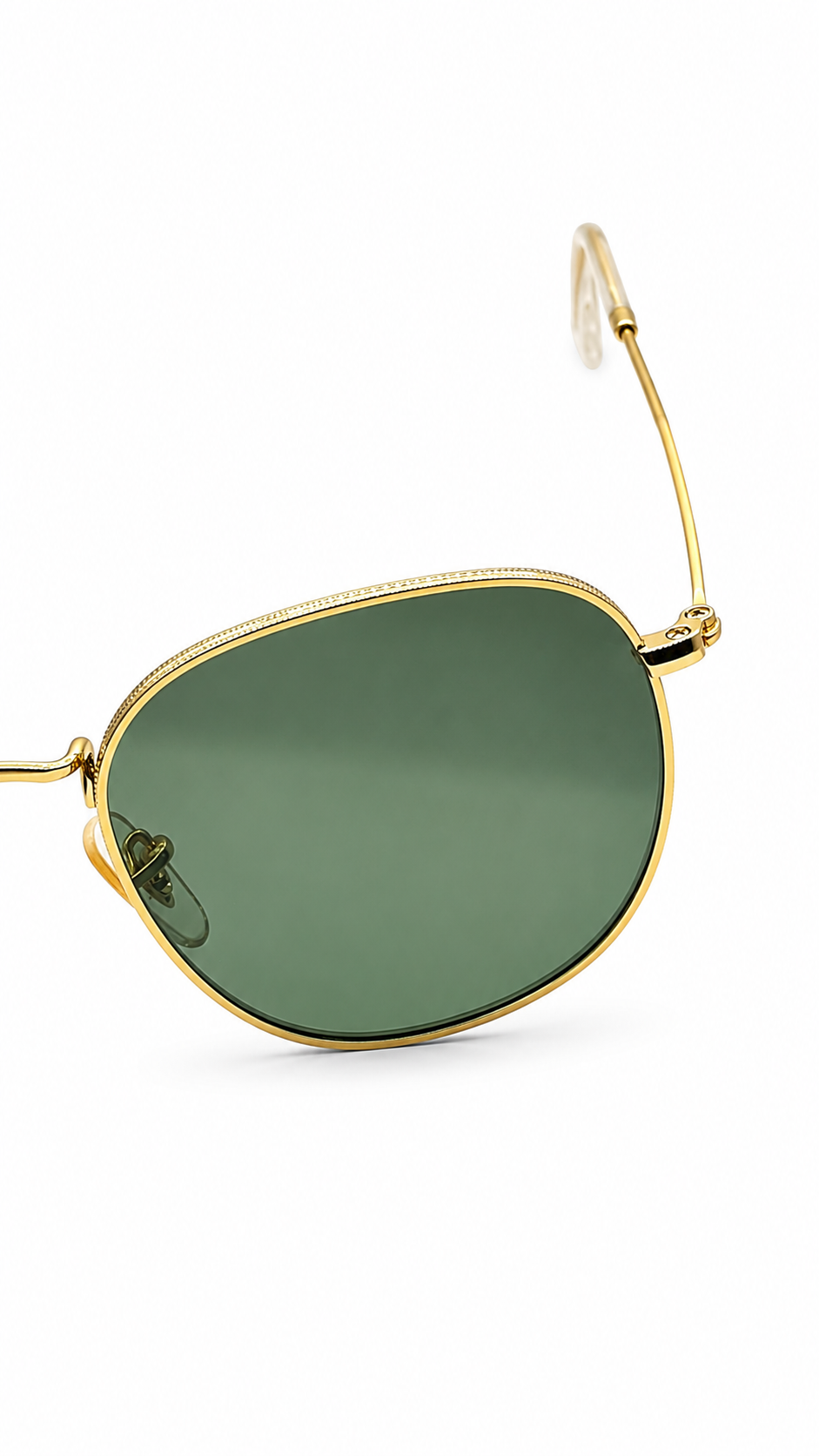 Ray-Ban RB3447 9196/48 53mm Round Metal Legend Gold Polarized Sunglasses Gold Frame G-15 Green Glass Lens
