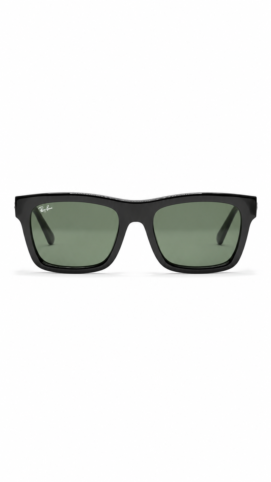 Ray-Ban RB4396F 6677/71 57mm Warren Low Bridge Fit Sunglasses Glossy Black Frame Green Lens