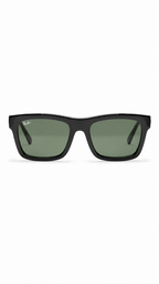 Ray-Ban RB4396F 6677/71 57mm Warren Low Bridge Fit Sunglasses Glossy Black Frame Green Lens