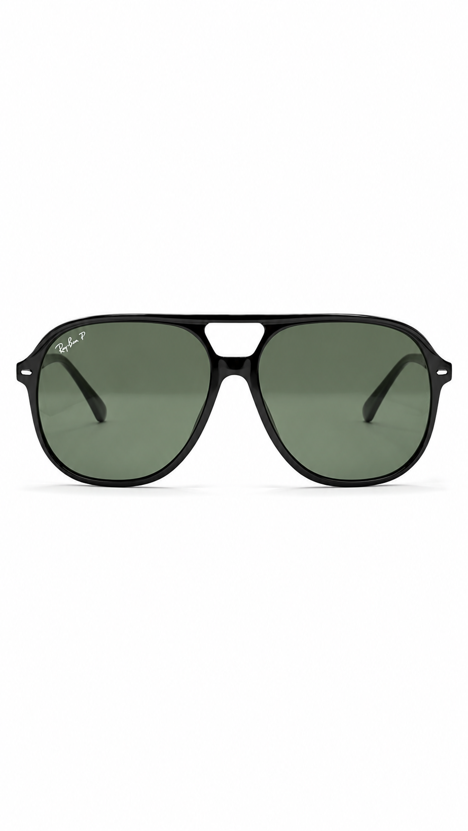 Ray-Ban RB2198F 901/58 60mm Bill Low Bridge Fit Aviator Sunglasses Black Acetate Frame G-15 Green Polarized Lens