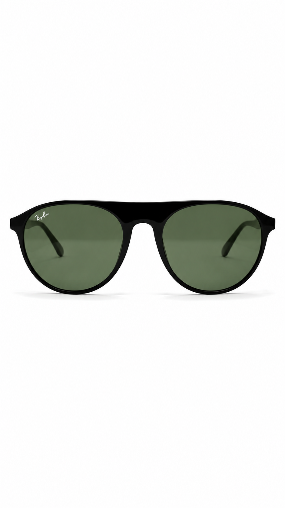 Ray-Ban RB4341 601/71 51mm Flat Top Keyhole Sunglasses Glossy Black Frame Green Glass Lens