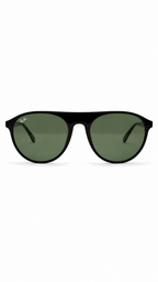 Ray-Ban RB4341 601/71 51mm Flat Top Keyhole Sunglasses Glossy Black Frame Green Glass Lens