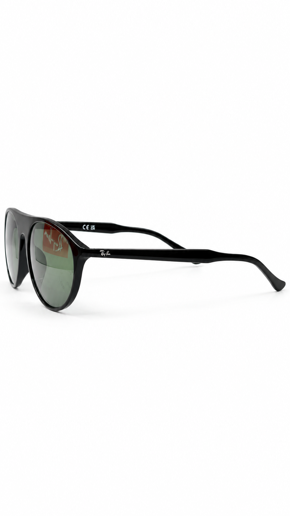 Ray-Ban RB4341 601/71 51mm Flat Top Keyhole Sunglasses Glossy Black Frame Green Glass Lens