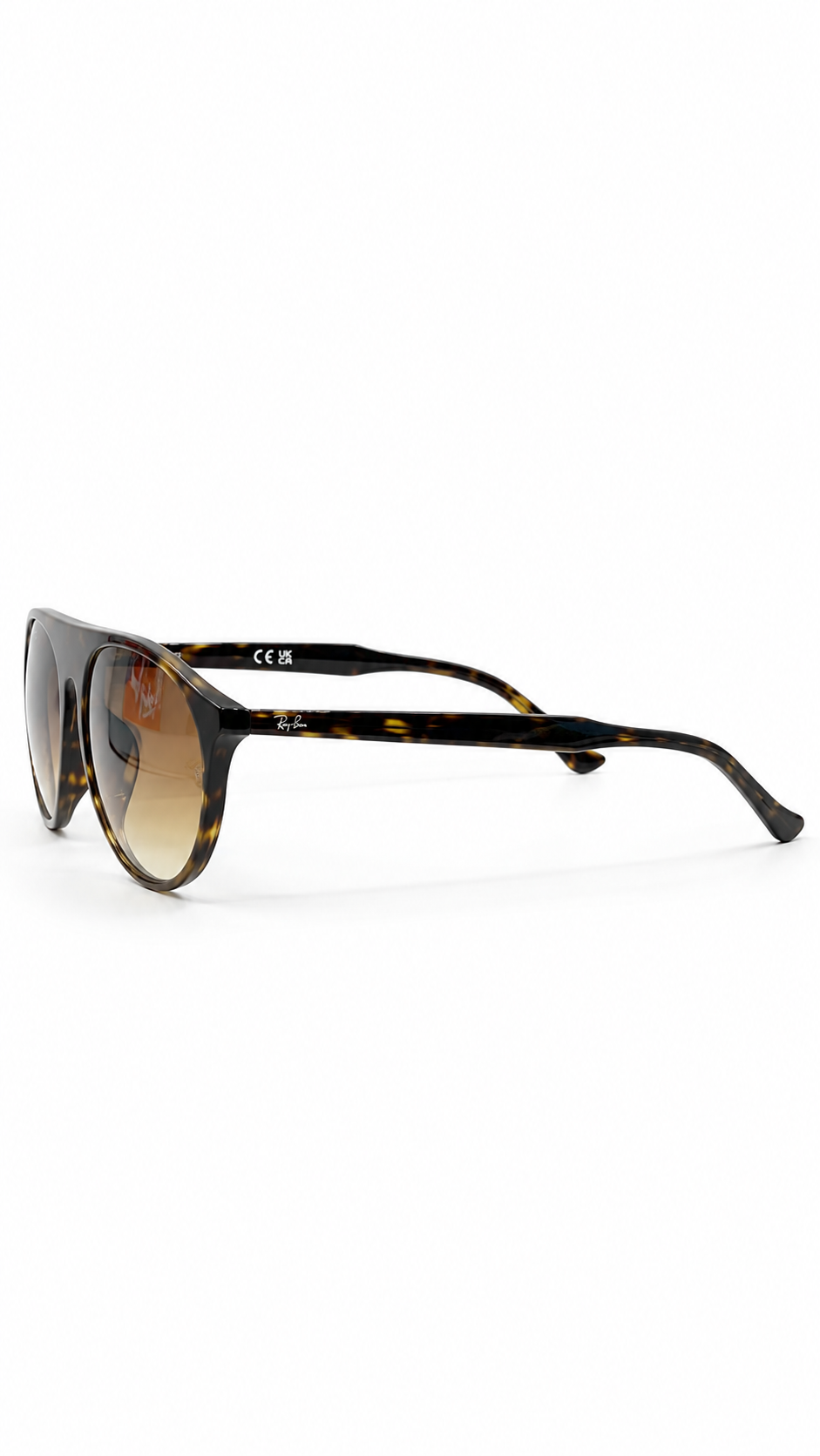 Ray-Ban RB2215F 902/51 59mm Low Bridge Fit Aviator Sunglasses Tortoise Acetate Frame Brown Gradient Lens