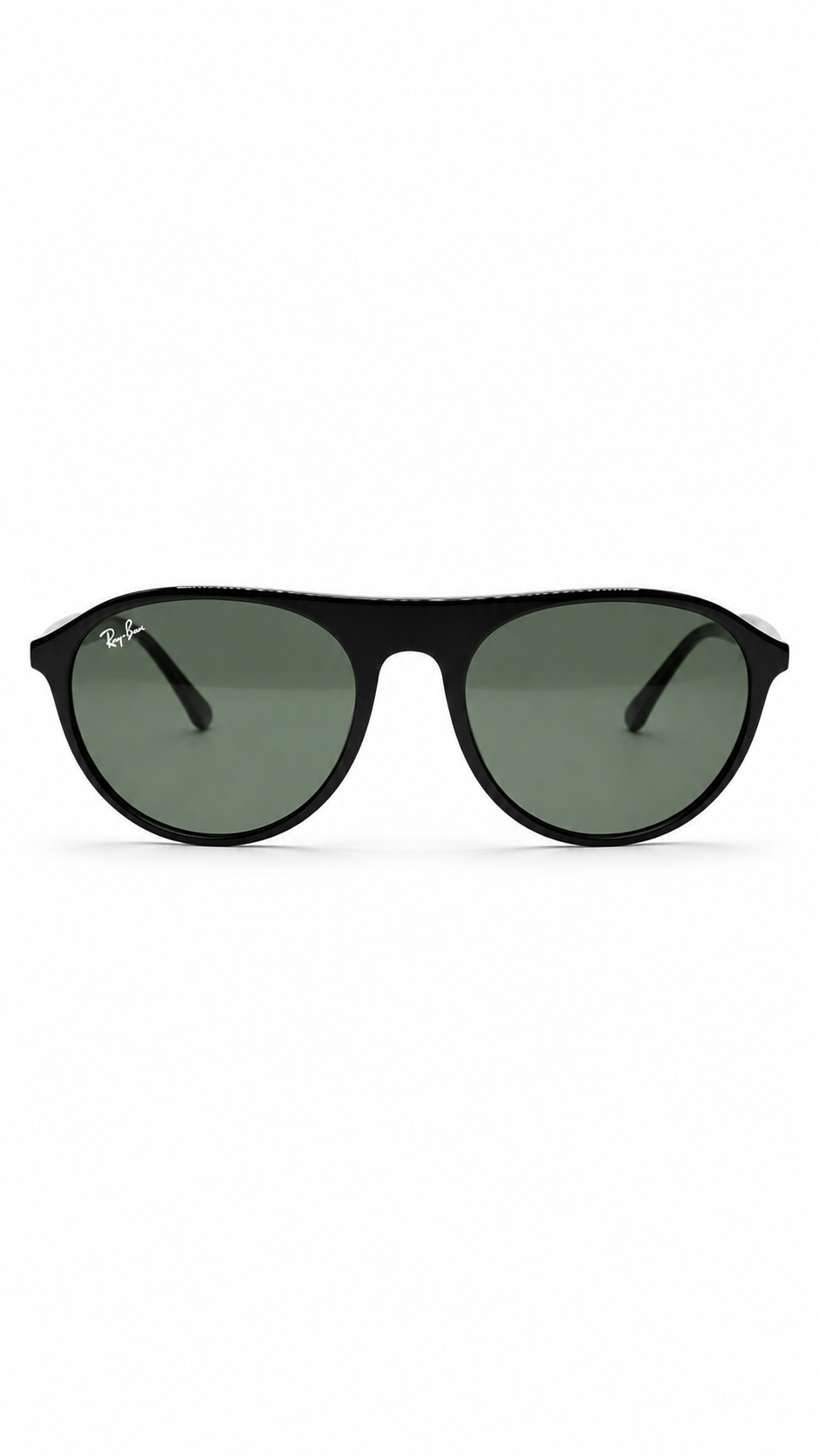 Ray-Ban RB2215 901/31 56mm Flat Top Aviator Sunglasses Glossy Black Acetate Frame Green G-15 Lens