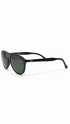 Ray-Ban RB2215 901/31 56mm Flat Top Aviator Sunglasses Glossy Black Acetate Frame Green G-15 Lens