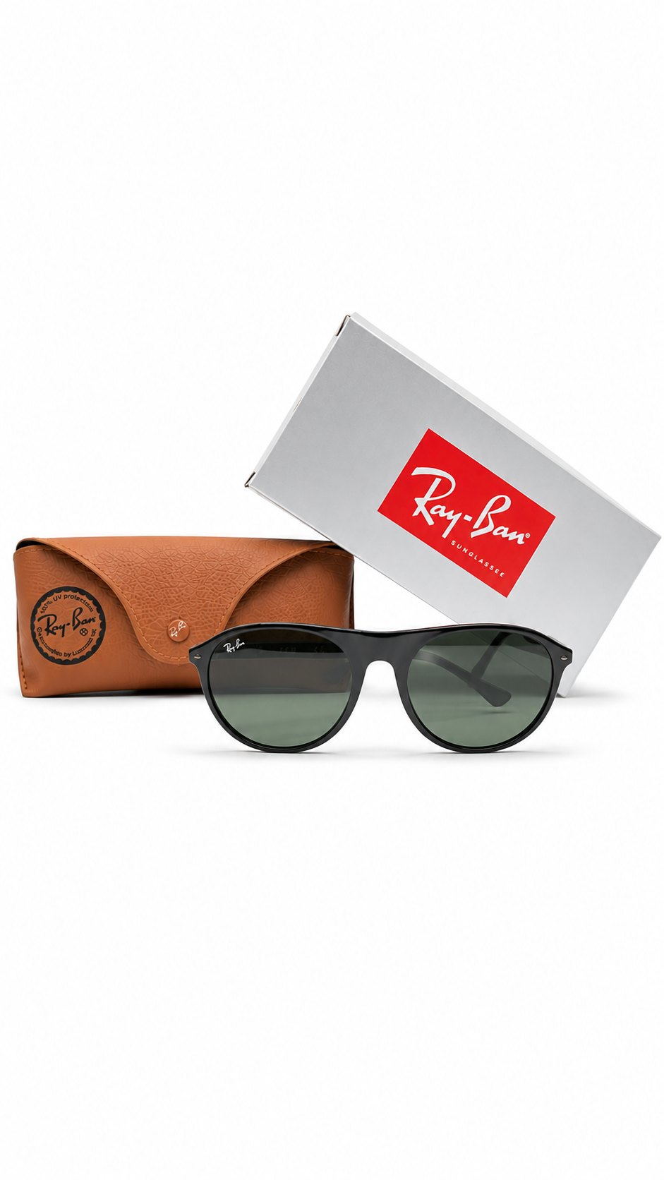 Ray-Ban RB2215 901/31 56mm Flat Top Aviator Sunglasses Glossy Black Acetate Frame Green G-15 Lens