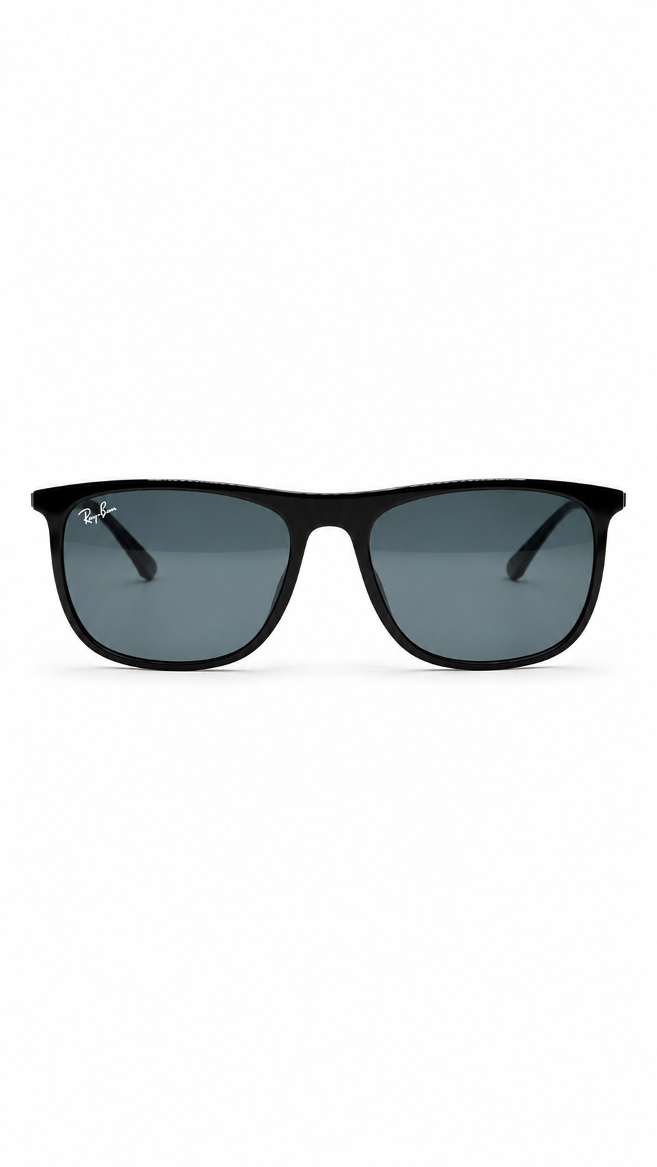 Ray-Ban RB2216F 901/B1 58mm Low Bridge Fit Flat Top Sunglasses Black Acetate Frame Dark Grey Lenses